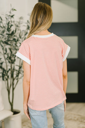 I Wouldn't Mind Short Sleeve Top in Coral - STB Boutique