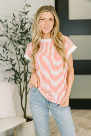 I Wouldn't Mind Short Sleeve Top in Coral - STB Boutique