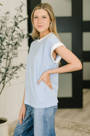 I Wouldn't Mind Short Sleeve Top in Cornflower Blue - STB Boutique