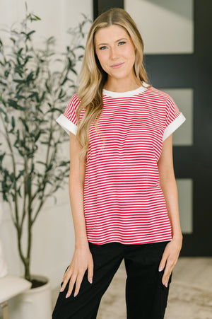 I Wouldn't Mind Short Sleeve Top in Ruby - STB Boutique