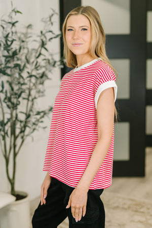 I Wouldn't Mind Short Sleeve Top in Ruby - STB Boutique