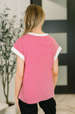 I Wouldn't Mind Short Sleeve Top in Ruby - STB Boutique