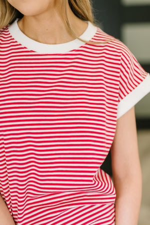 I Wouldn't Mind Short Sleeve Top in Ruby - STB Boutique