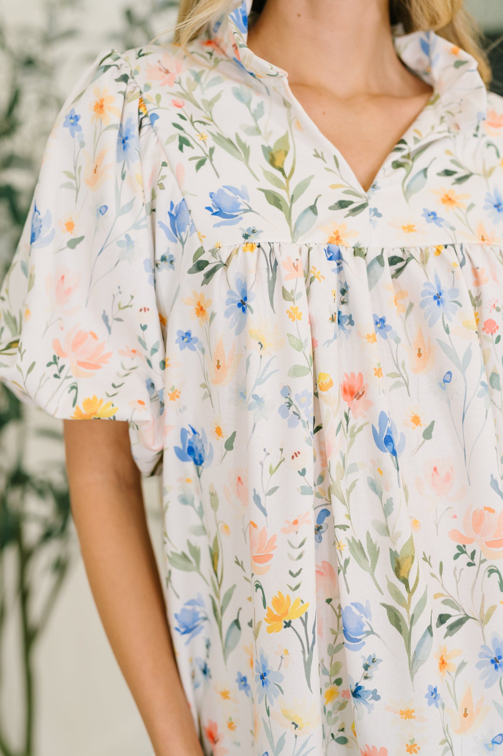 In All This Time Notch Neck Floral Blouse (SM-3X)