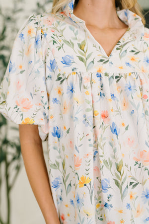 In All This Time Notch Neck Floral Blouse (SM-3X)