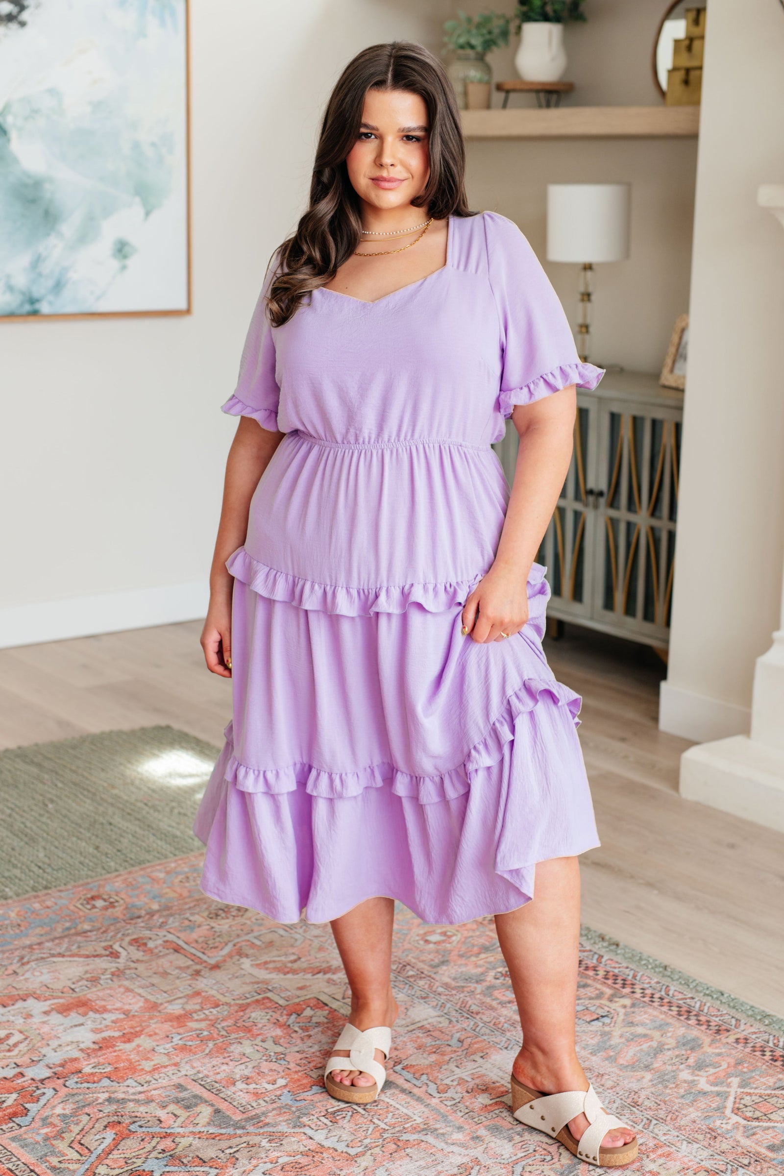 In My Carefree Era Tiered Ruffled Dress (SM-3X) - STB Boutique