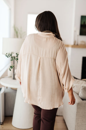 In Your Thoughts Oversized Dolman Sleeve Top in Champagne (SM-3X)