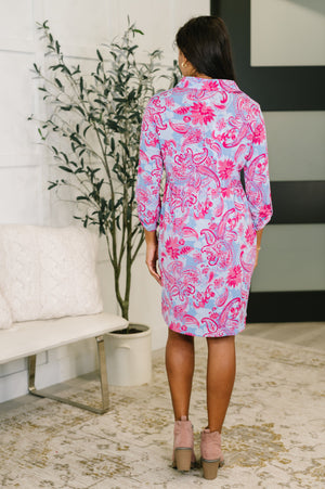 Inspire Collared Dress in Pink Paisley - STB Boutique