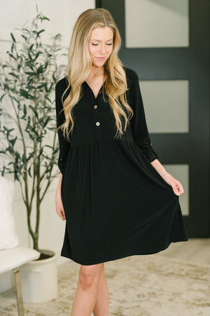 Inspire Collared Neck Dress in Black (SM-3X) - STB Boutique
