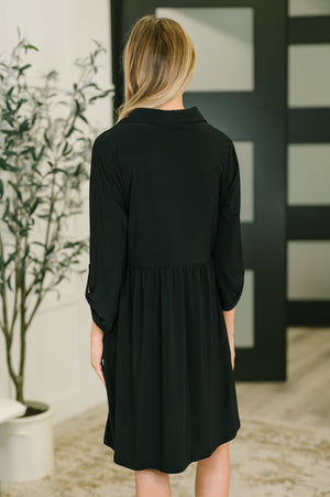Inspire Collared Neck Dress in Black (SM-3X) - STB Boutique