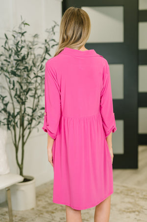 Inspire Collared Neck Dress in Runway Pink (SM-3X) - STB Boutique