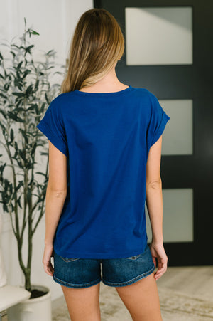 It Starts Here Basic Rolled Sleeve Tee in Lt Navy (SM-3X)