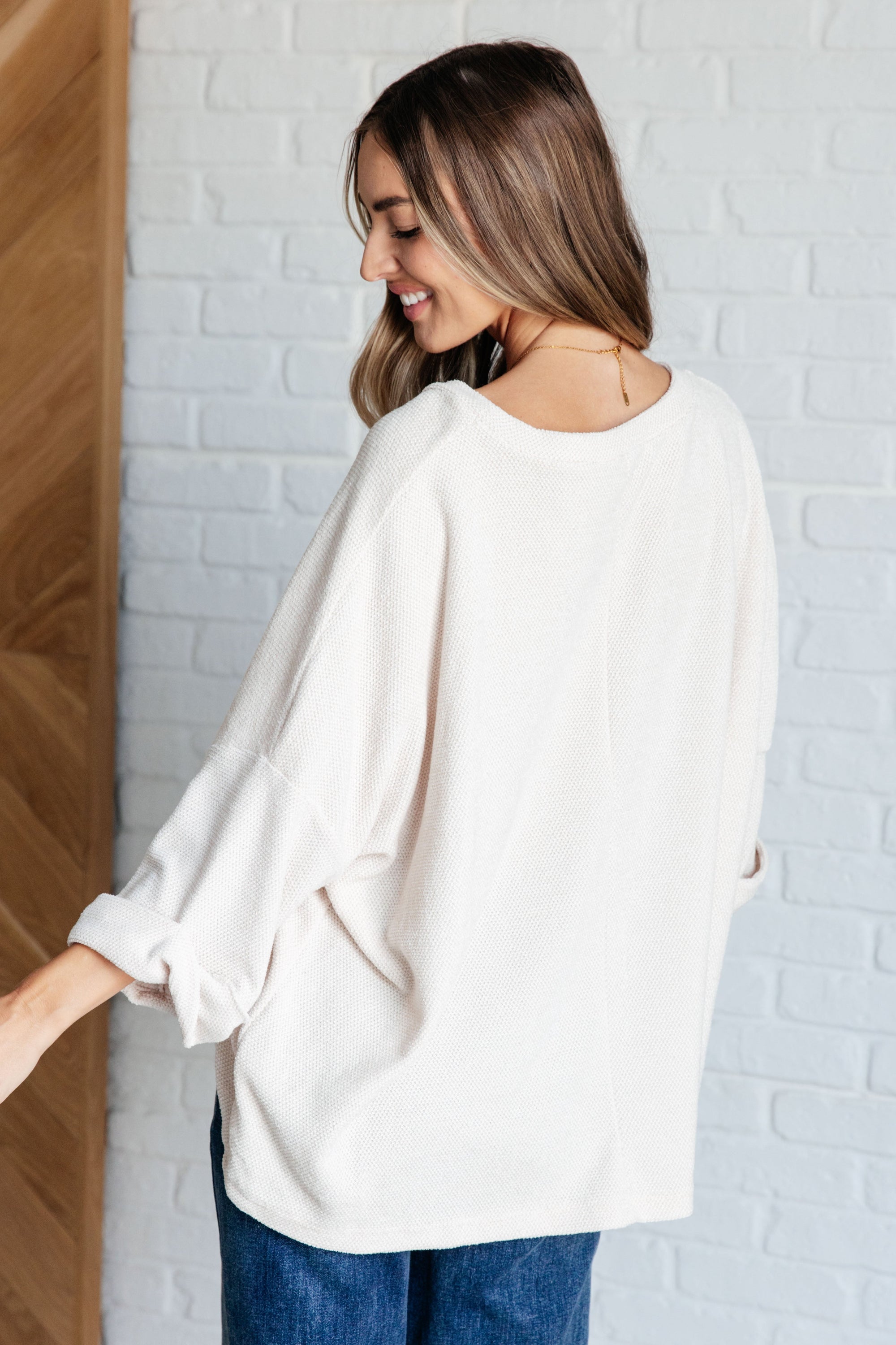 Ivory Thoughts Chenille Blouse (SM-3X) - STB Boutique