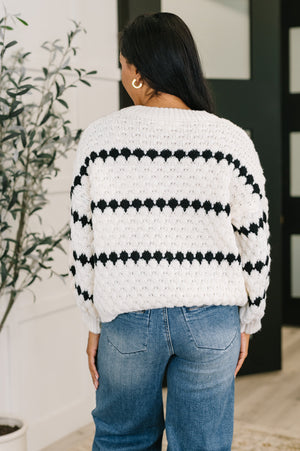 Ivy Lane Textured Sweater in White and Black (SM-3X)