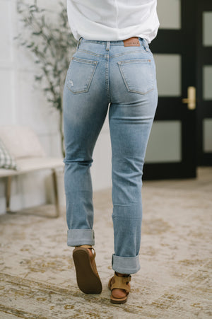 Judy Blue Aiden High Rise Patch Pocket Distressed Boyfriend Jeans (0-24)