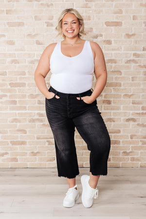 Ryan High Rise Button Fly Wide Leg Crop Jeans - STB Boutique