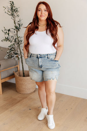 Cindy High Rise Mineral Wash Distressed Boyfriend Shorts - STB Boutique