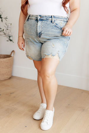 Cindy High Rise Mineral Wash Distressed Boyfriend Shorts - STB Boutique