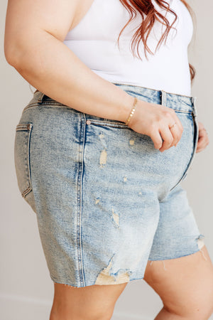 Cindy High Rise Mineral Wash Distressed Boyfriend Shorts - STB Boutique