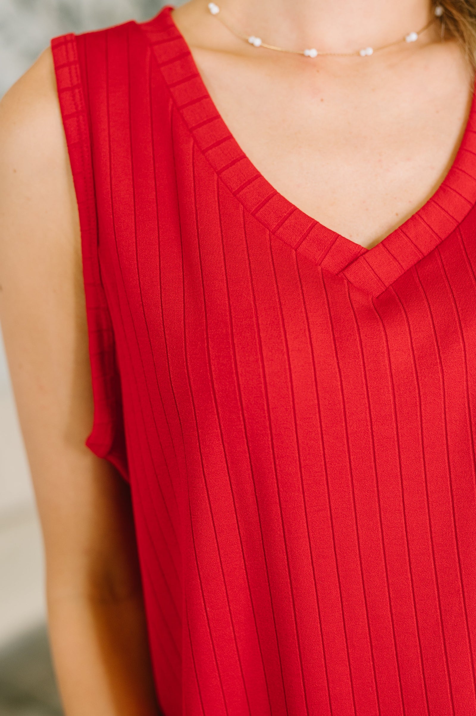 Just Give In Ribbed Knit Tank in Red (SM-3X)