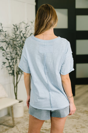 Just Like That Relaxed Heather Tee in Blue (SM-3X)