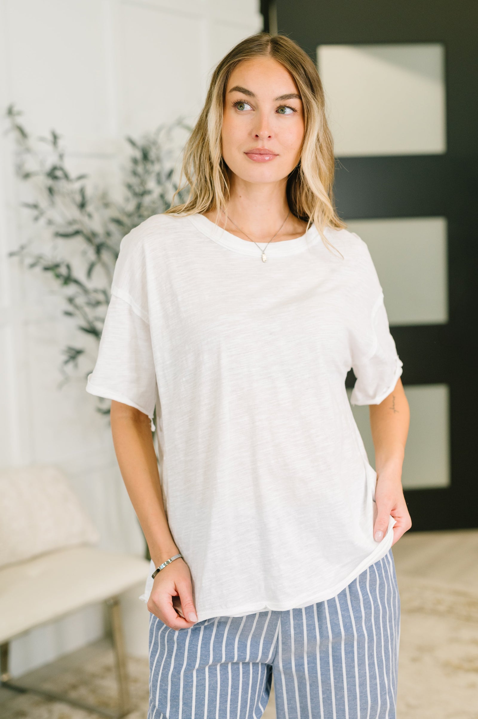 Just Like That Relaxed Heather Tee in Ivory (SM-3X)