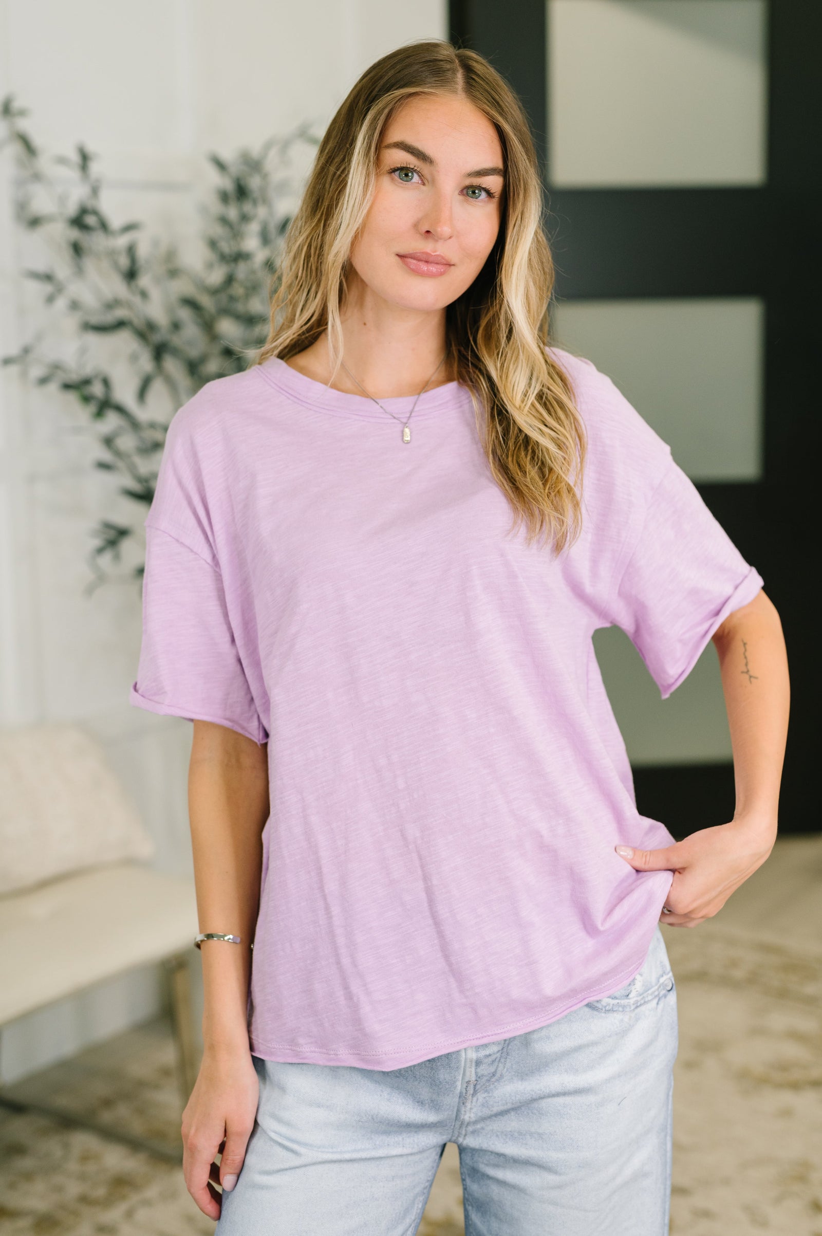 Just Like That Relaxed Heather Tee in Lilac (SM-3X)