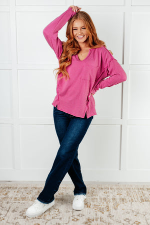 Kinda Sorta Ribbed Top in Magenta - STB Boutique