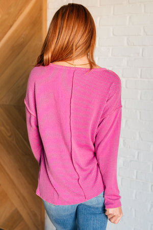 Kinda Sorta Ribbed Top in Magenta - STB Boutique