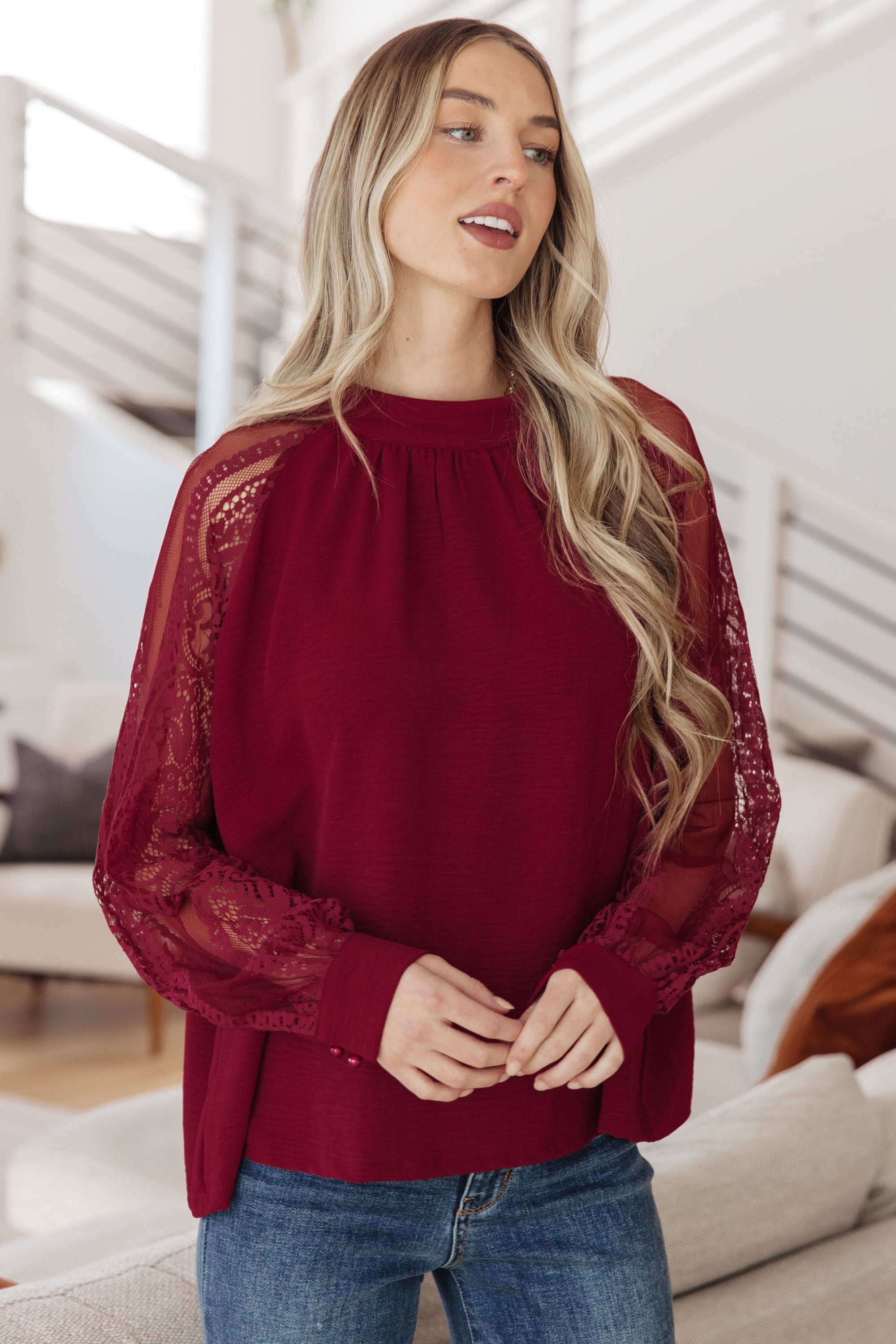 Lace on My Sleeves Blouse (SM-3X) - STB Boutique