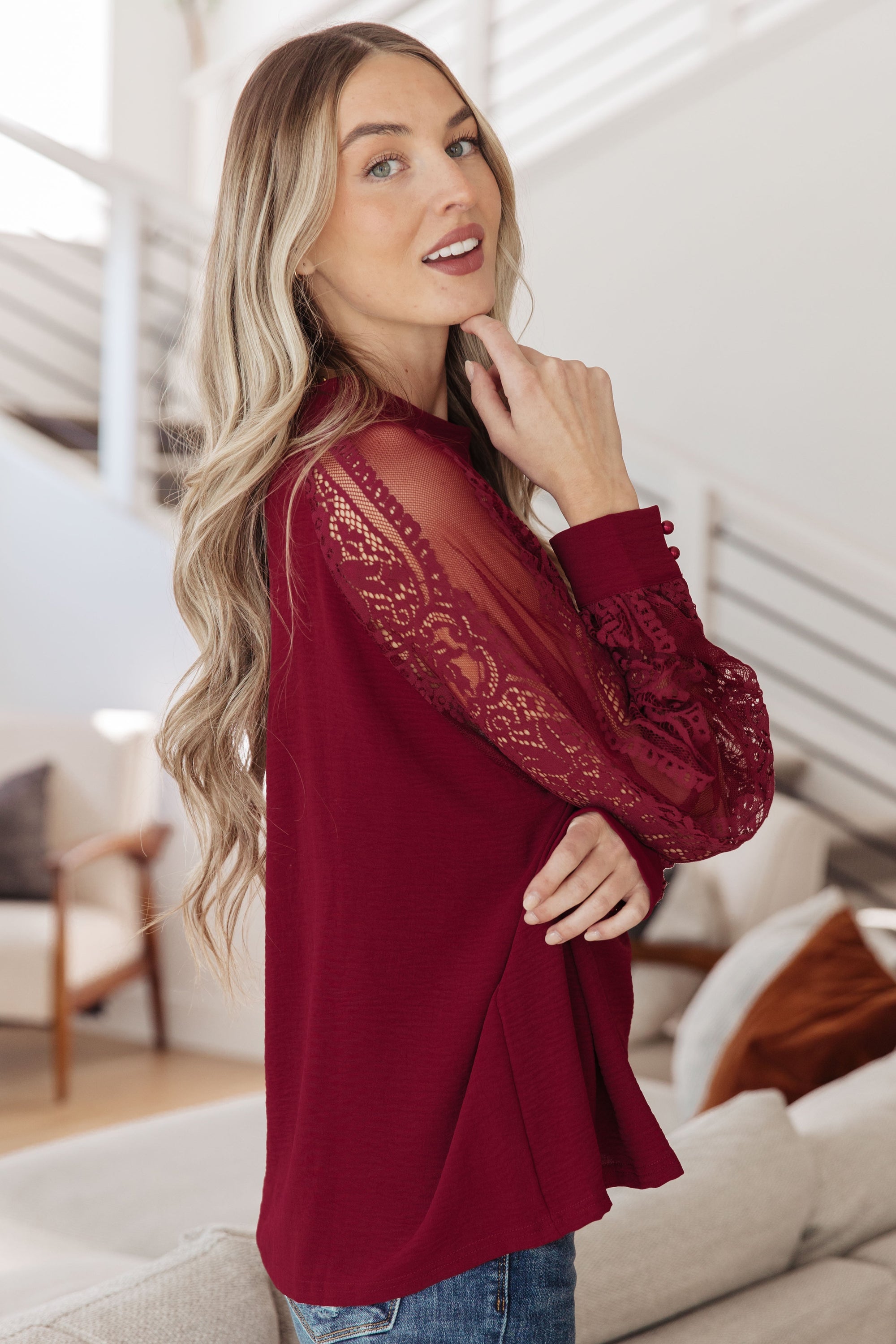 Lace on My Sleeves Blouse (SM-3X) - STB Boutique