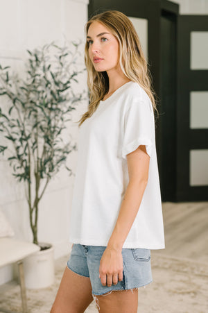 Leave It to Me Waffle Knit Relaxed Tee in Ivory (SM-3X)