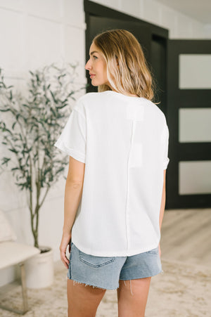 Leave It to Me Waffle Knit Relaxed Tee in Ivory (SM-3X)