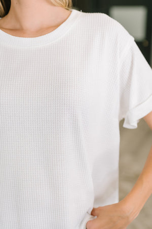 Leave It to Me Waffle Knit Relaxed Tee in Ivory (SM-3X)