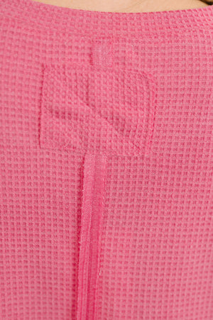 Leave It to Me Waffle Knit Relaxed Tee in Pink (SM-3X)
