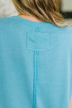 Leave It to Me Waffle Knit Relaxed Tee in Teal (SM-3X)