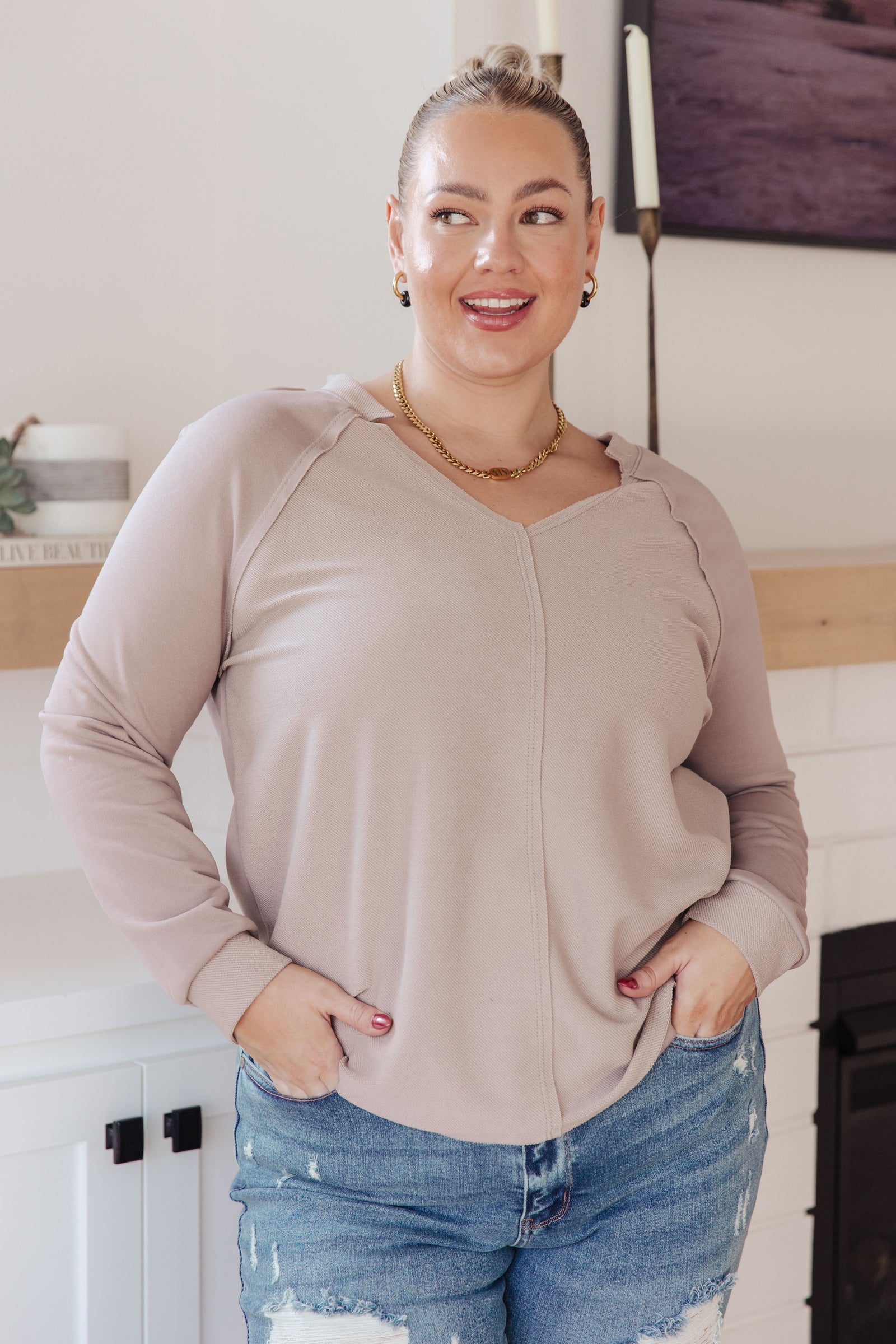 Less Conversation V-Neck Top (SM-3X)