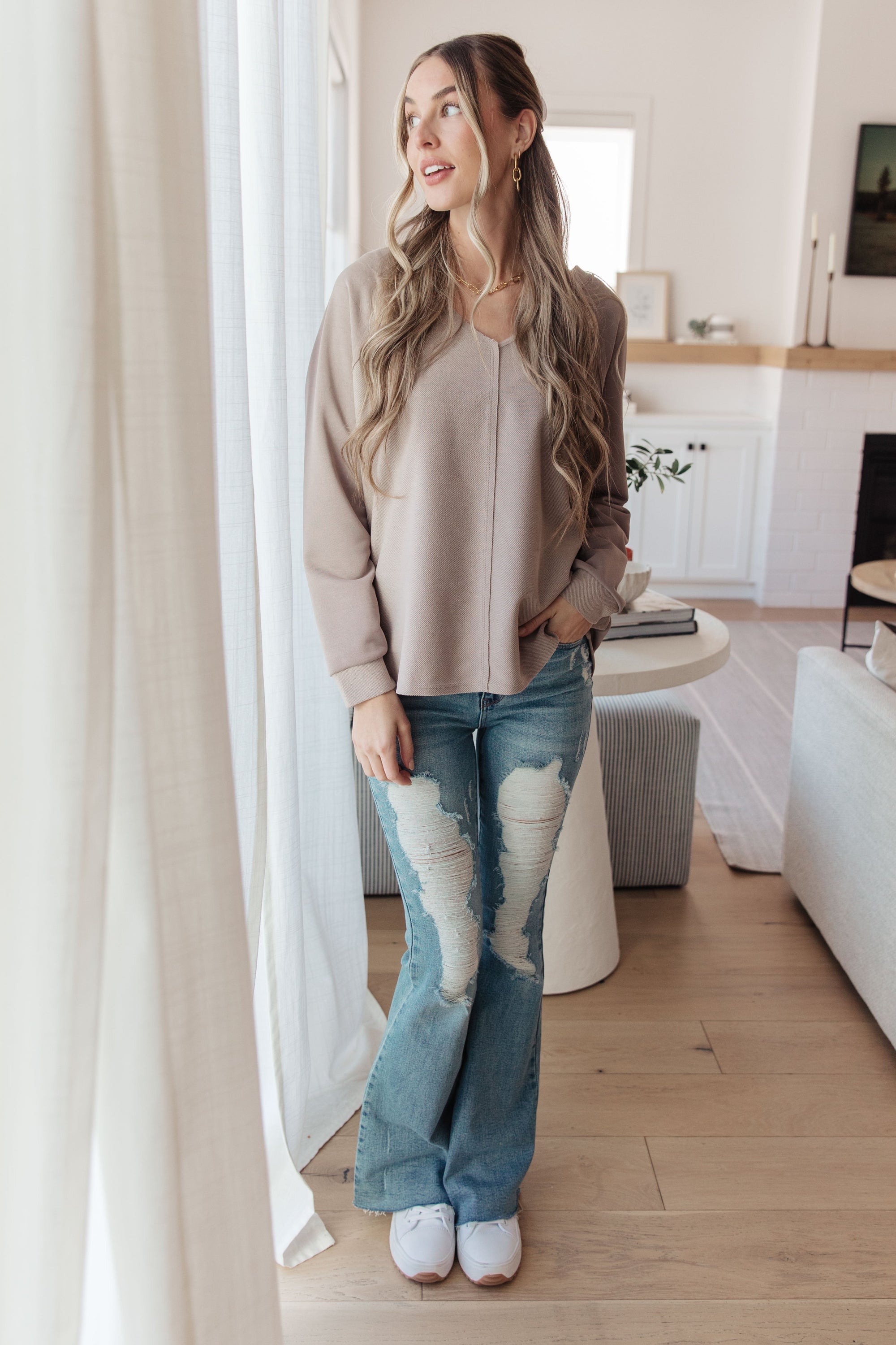 Less Conversation V-Neck Top (SM-3X)