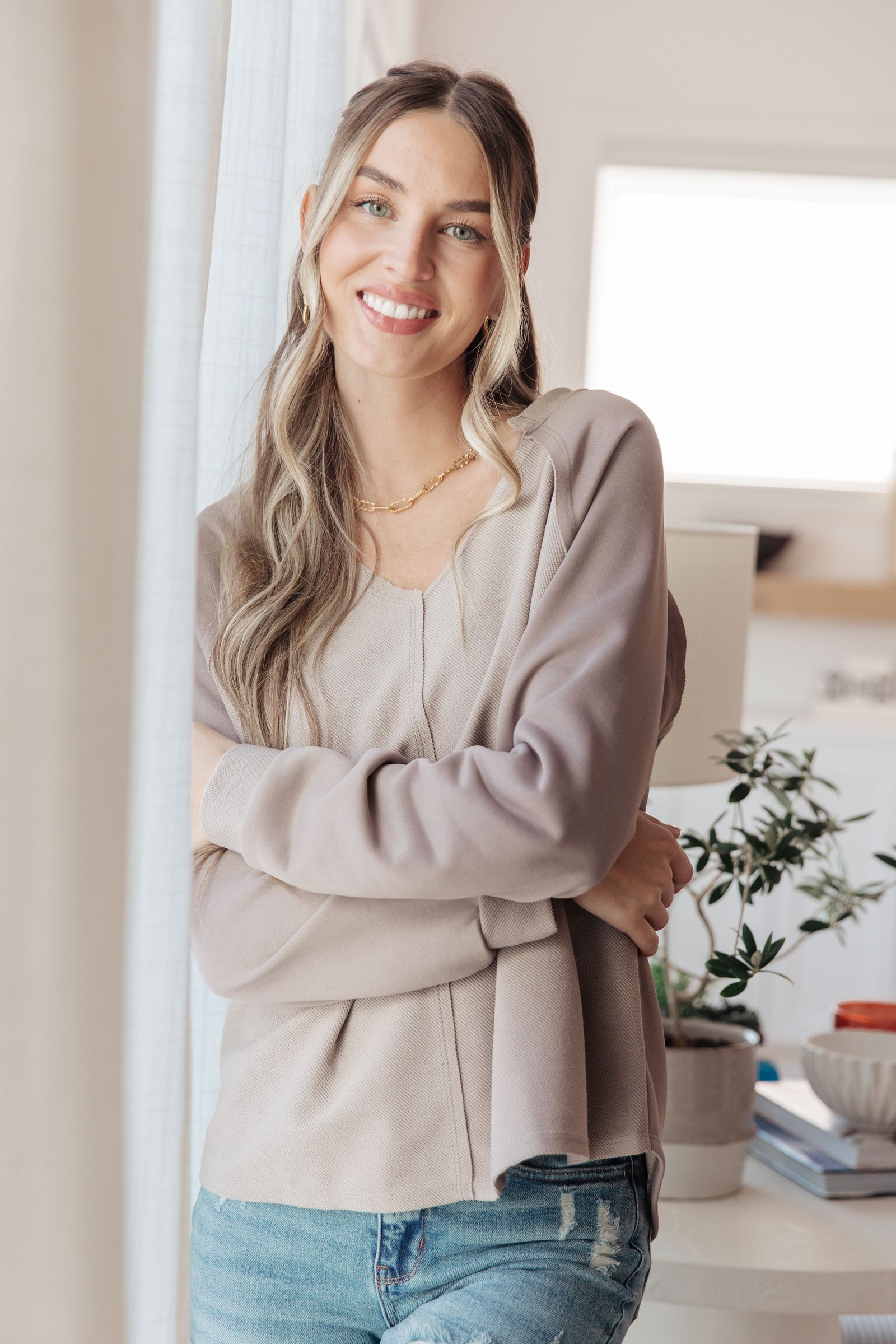 Less Conversation V-Neck Top (SM-3X)