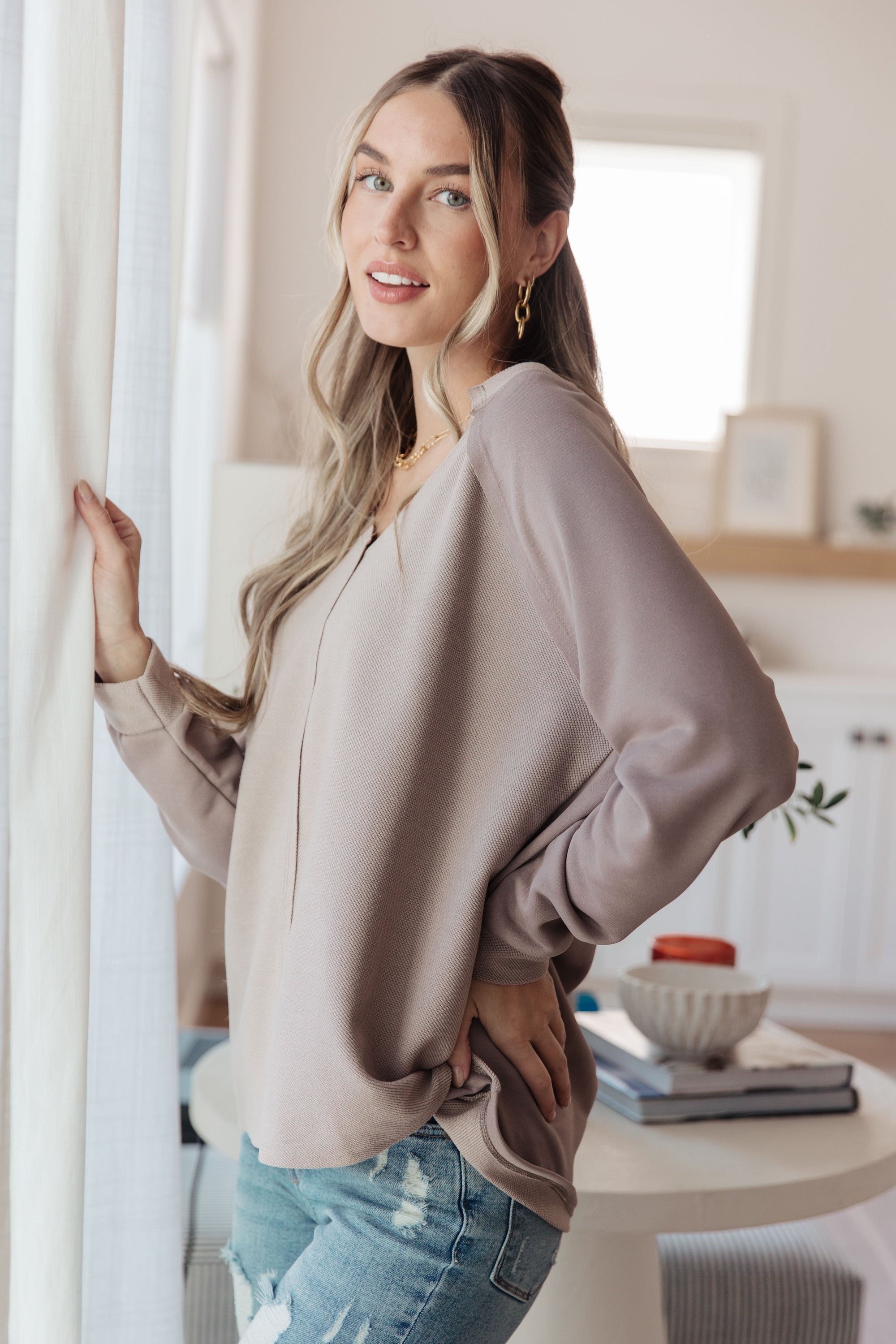 Less Conversation V-Neck Top (SM-3X)