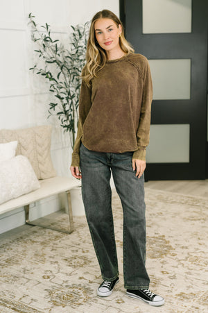 Lesson Learned Mineral Wash Raglan Sleeve Top