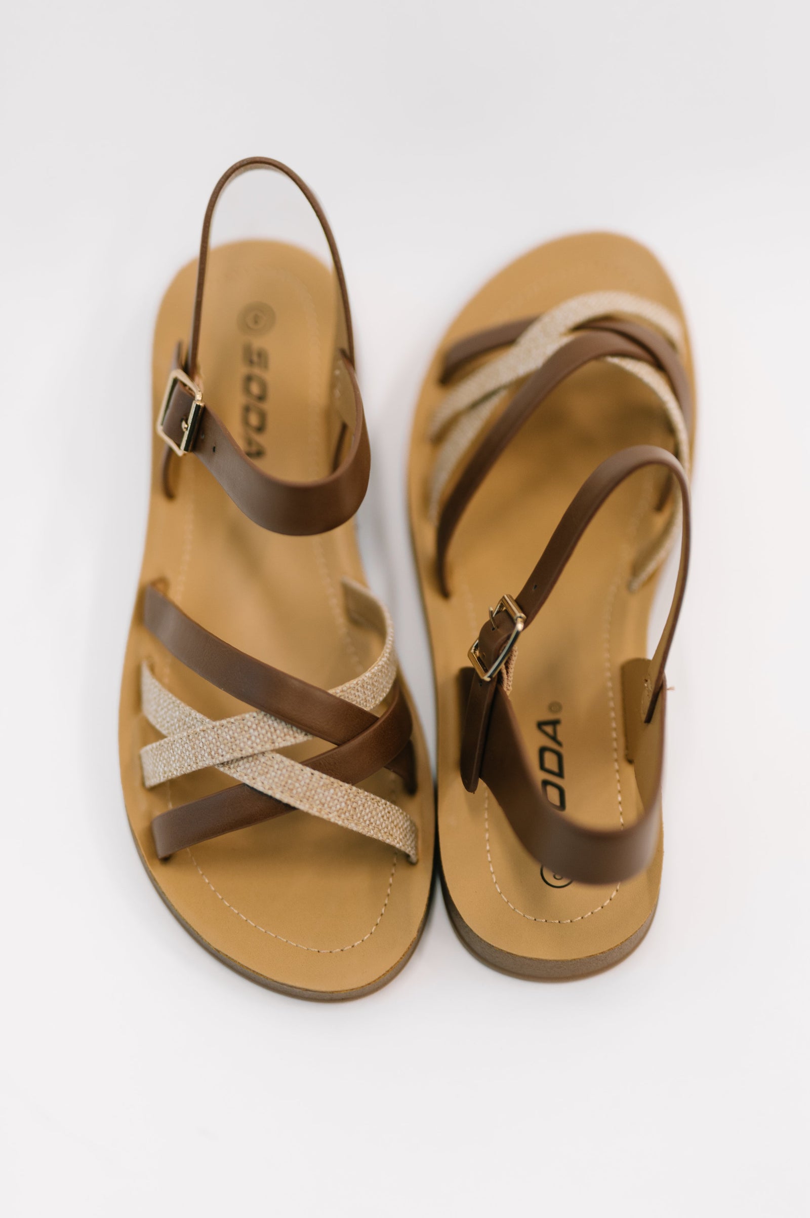 Lev Round Toe Ankle Strap Sandals in Tan (5.5-11) - STB Boutique