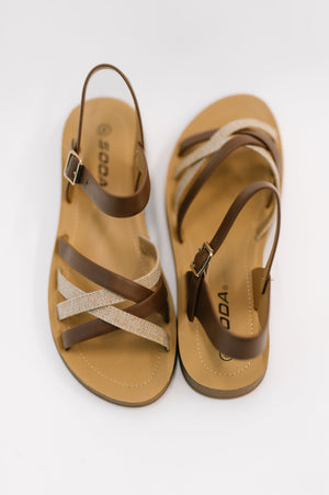 Lev Round Toe Ankle Strap Sandals in Tan (5.5-11) - STB Boutique