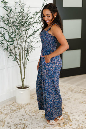 Live Your Best Life Floral Jumpsuit in Blue Floral (SM-2X)