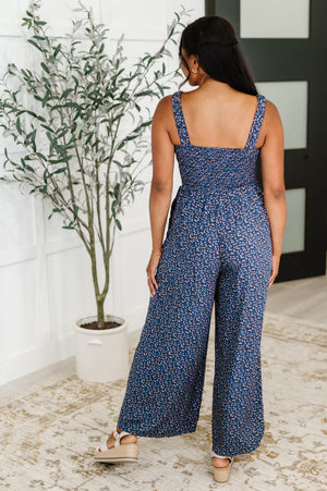 Live Your Best Life Floral Jumpsuit in Blue Floral (SM-2X)