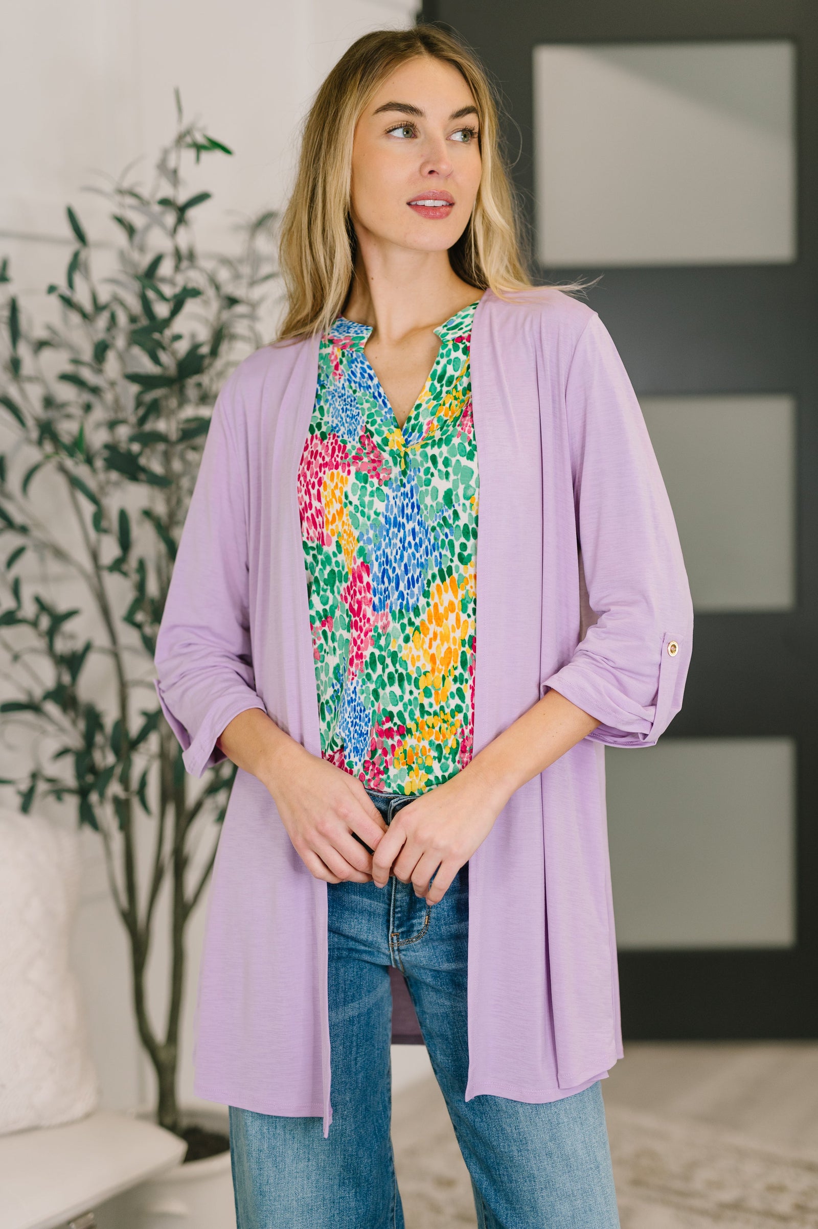 Lizzy Cardigan in Orchid Bloom (SM-3X) - STB Boutique