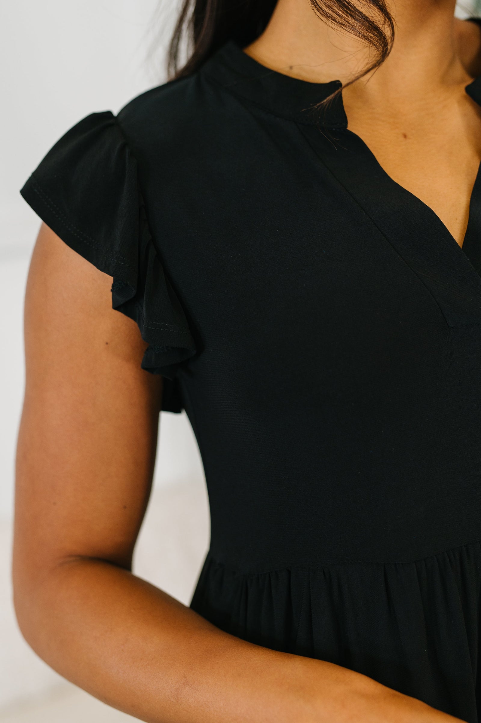 Lizzy Forever Flutter Sleeve Dress in Black (SM-3X)