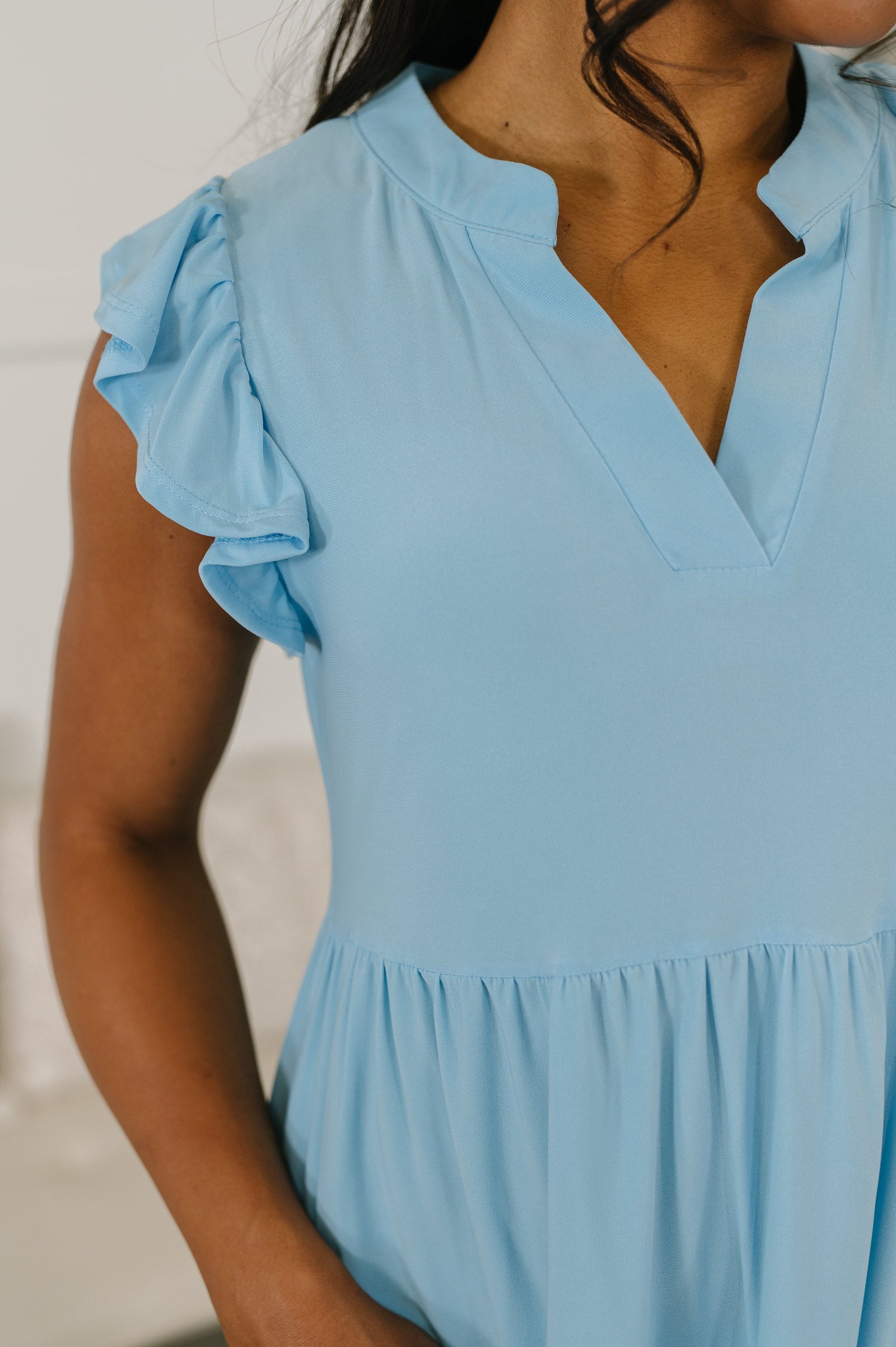 Lizzy Forever Flutter Sleeve Dress in Blue Crush (SM-3X)