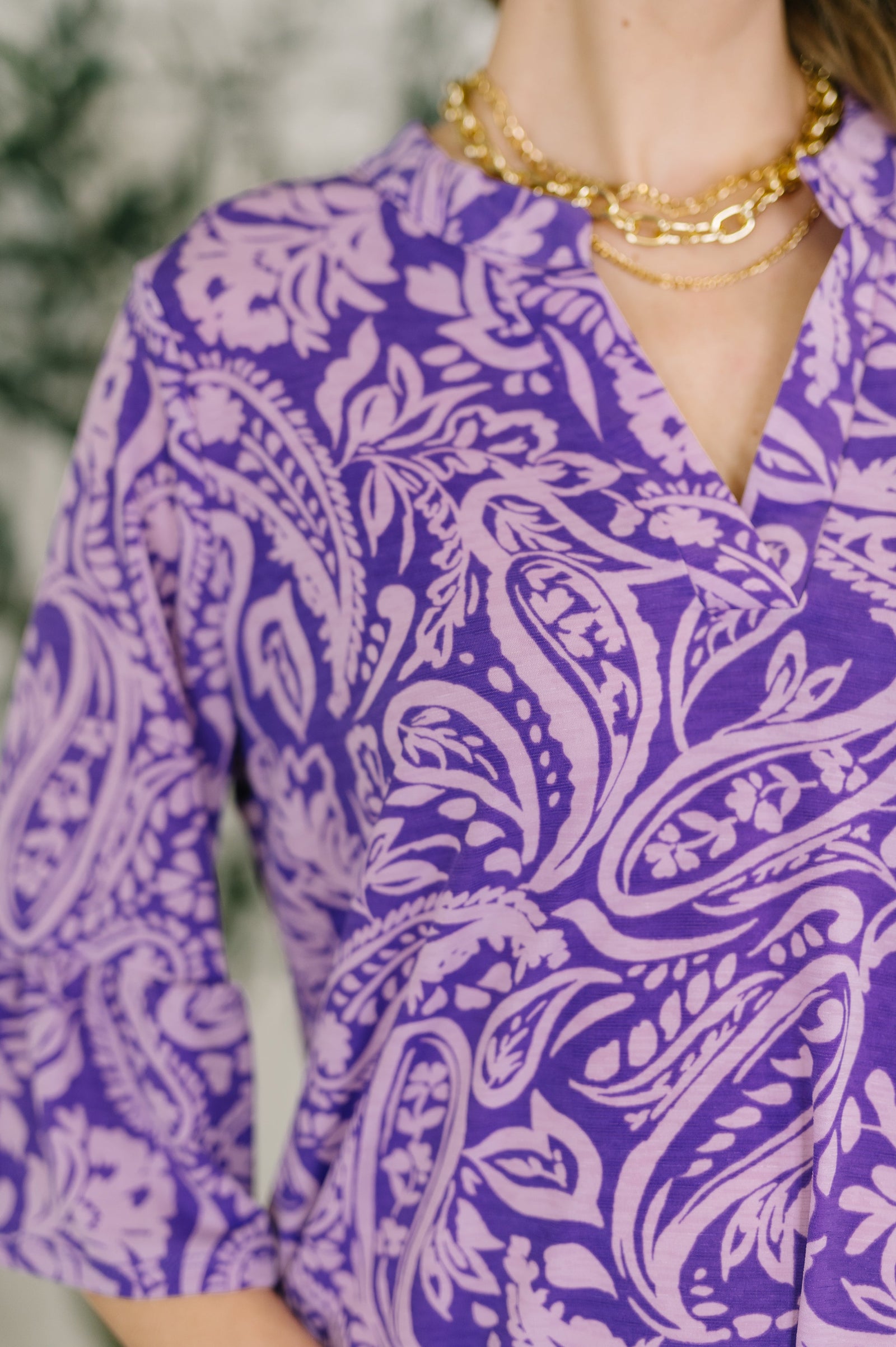 Lizzy Sunday Dress in Purple Paisley (SM-3X) - STB Boutique