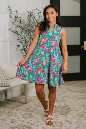 Lizzy Three Tier Tank Dress in Large Ditsy Floral (SM-3X)